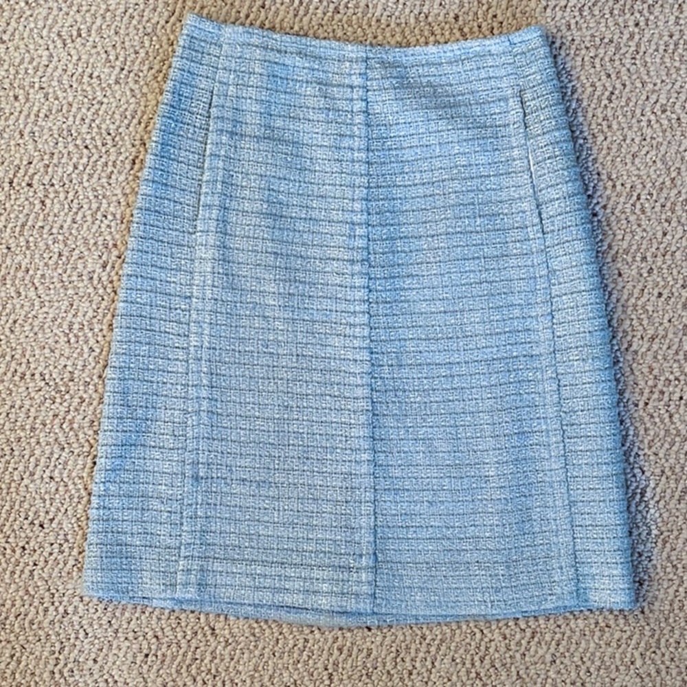 Bergdorf Goodman Blue tweed Skirt 6 Knee Length Chanel Like Fabric